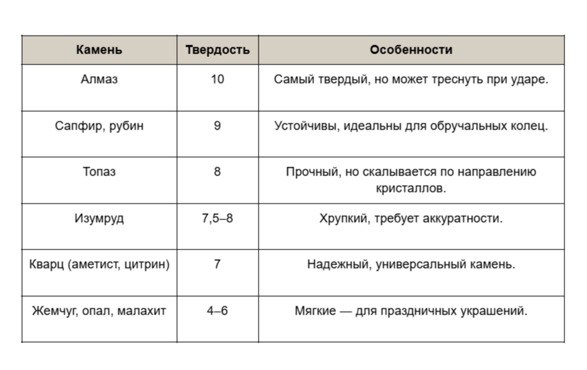 твердость камней